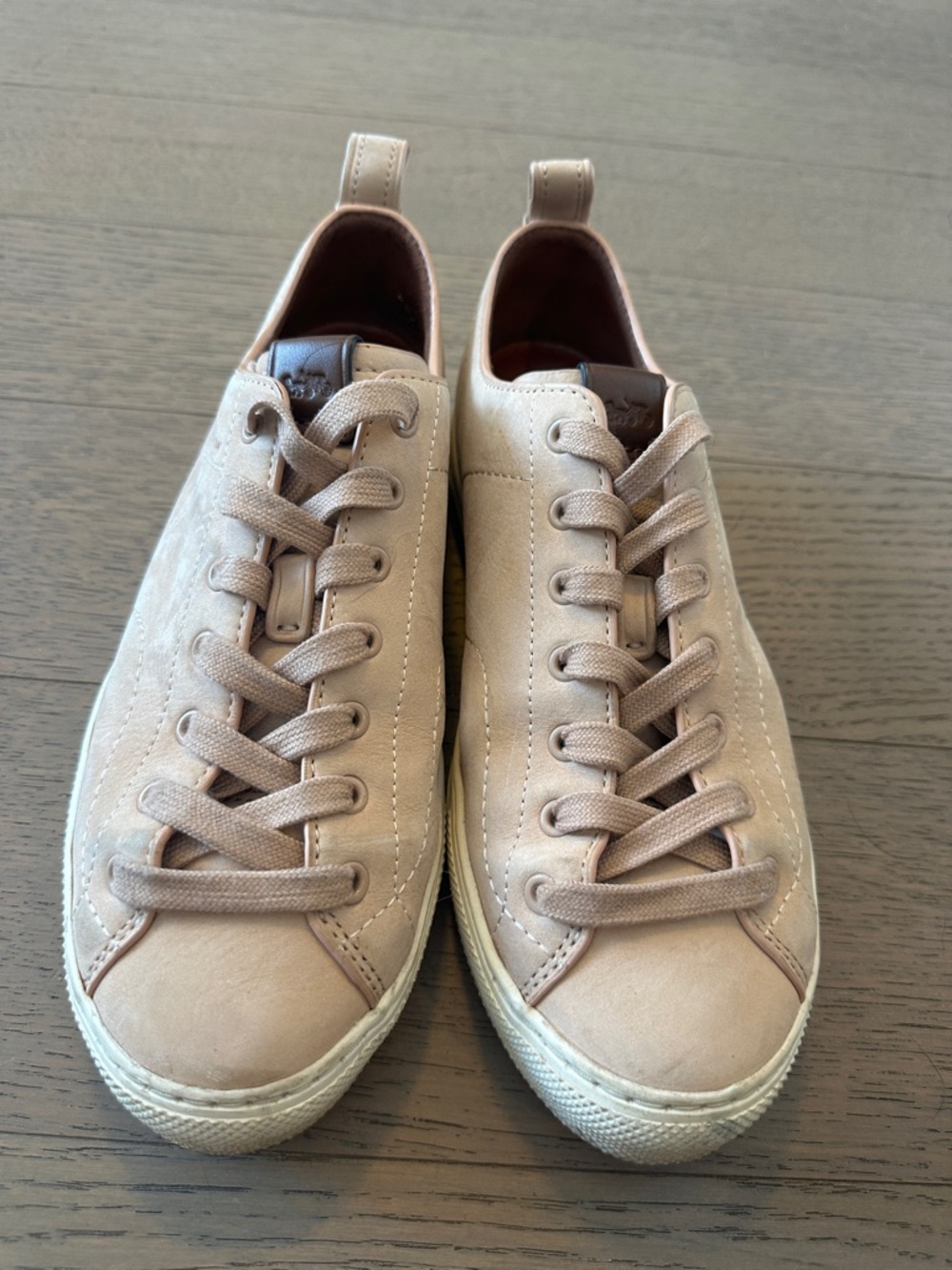 Coach Beige Pink Leather Sneakers